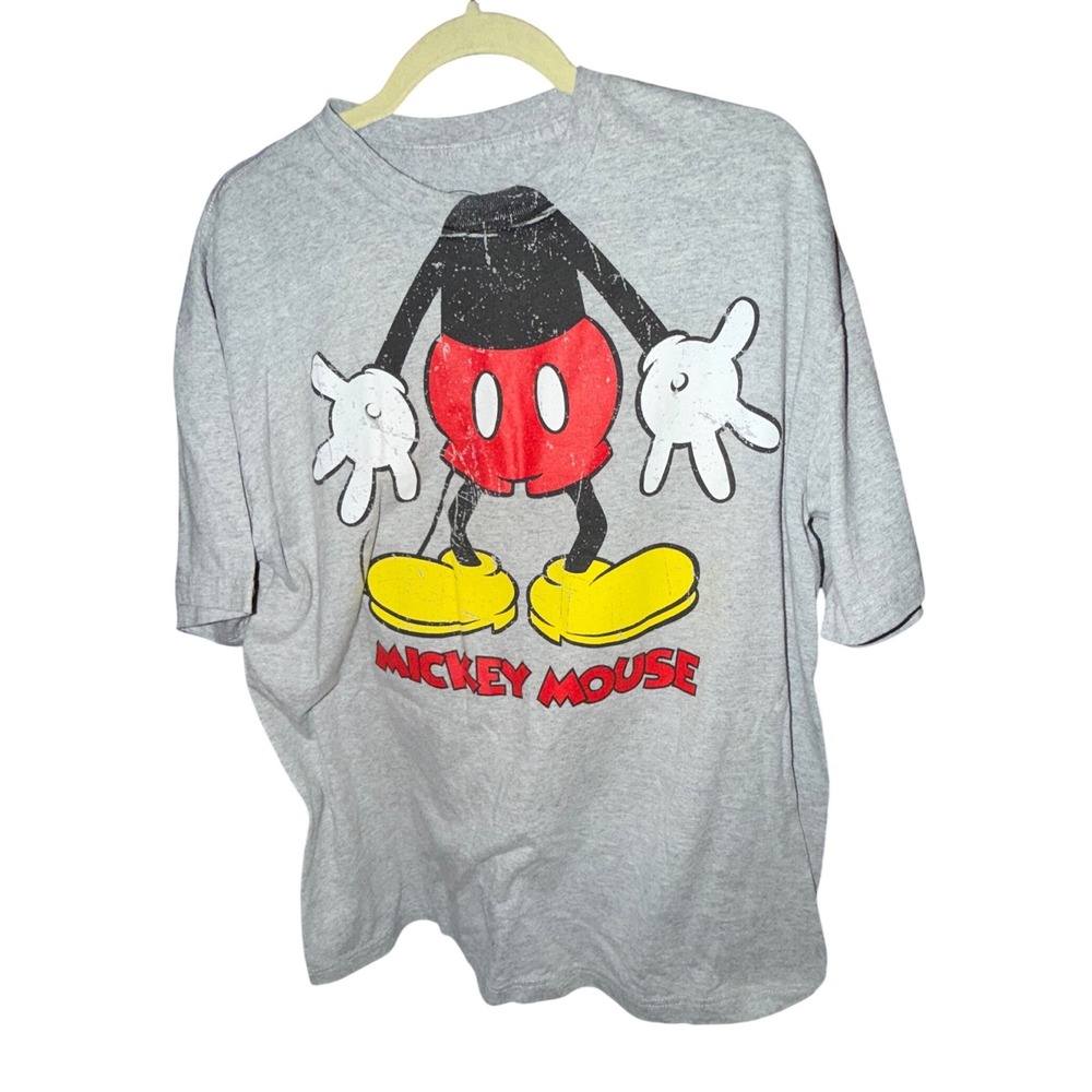 Disney Mickey Mouse Graphic T-Shirt Mens XL Gray Excellent Headless Distressed